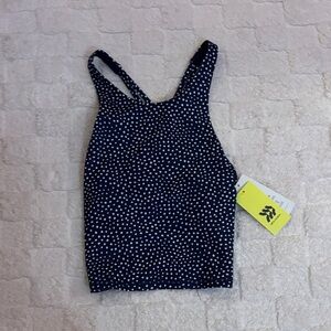 All in Motion Navy and White Polka Dot Tank Top